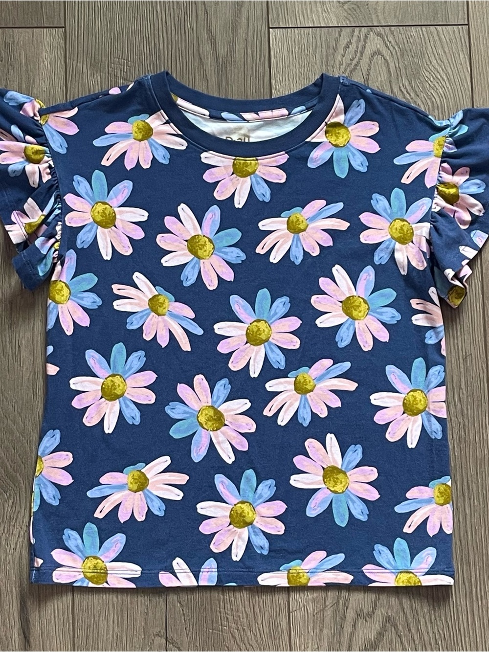 Play by Little Sleepies Blue Floral Soluxe Bamboo Girls 10 Flutter Tee Shirt